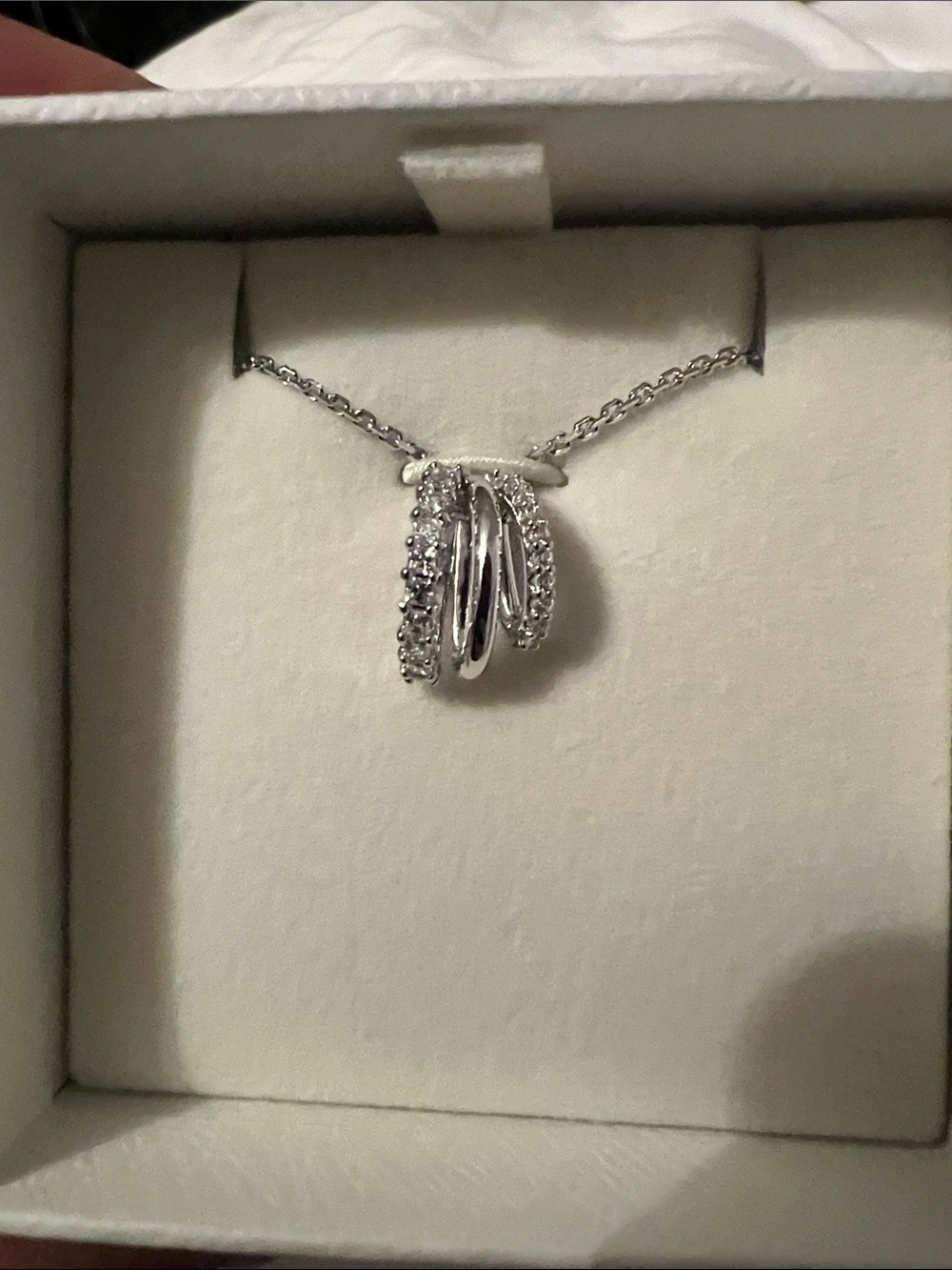 Swarovski Silver Crystal Hyperbola Ring Pendant Necklace - Picture 4 of 5